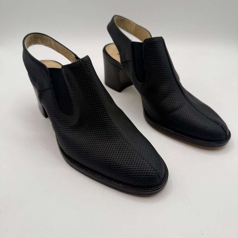 Vintage Alexis Italy Women's Navy Leather Slingback Mule Heels Size 5.5